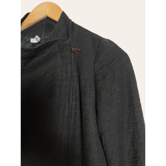 VINCE Stretch Frisè Black Asymmetrical Full Zip Jacket Size XXS - Picture 6 of 8